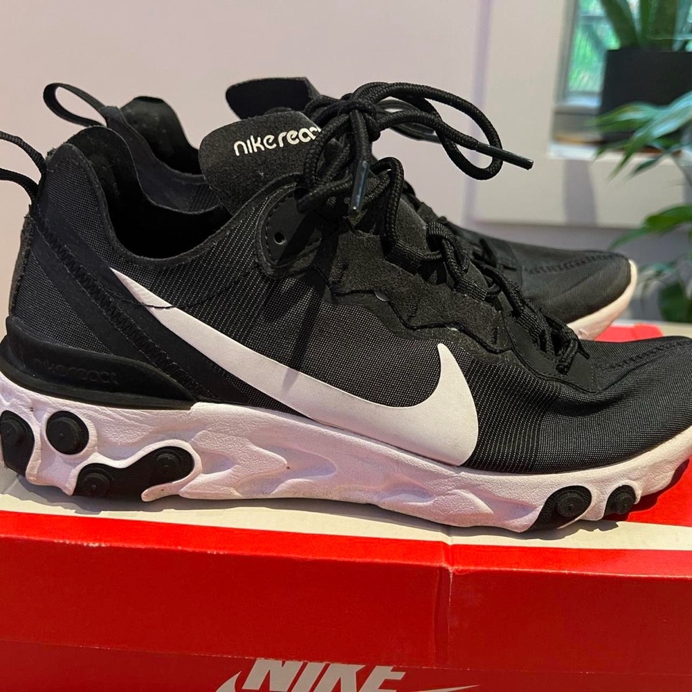 Nike React Black and White Athletic Shoes